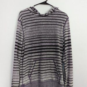 Lavender Black Striped Spring Hooded Sweater